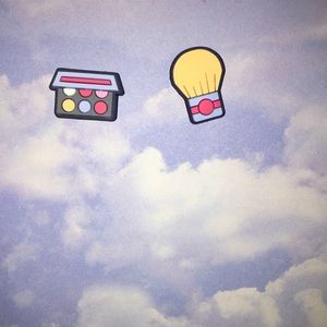 Makeup Brush and Makeup Pallete 2 Peice Shoe Charms - Shoe Accesories